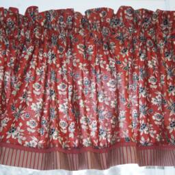 Rust Red Floral Valance - 17x64 Andover Bridgeport Toile Curtain - Rod Pocket Window Treatment Handmade Drapes Custom Jobs - thumbnail 3