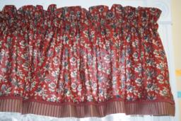 Rust Red Floral Valance - 17x64 Andover Bridgeport Toile Curtain - Rod Pocket Window Treatment Handmade Drapes Custom Jobs - thumbnail 1