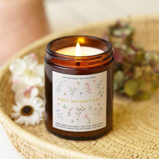Personalised First Mother's Day Candle Gift Soy Wax Apothecary Jar - image 1