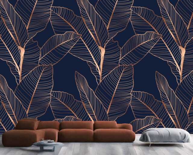 Navy Botanical Wallpaper Mural, Peel & Stick - image 1