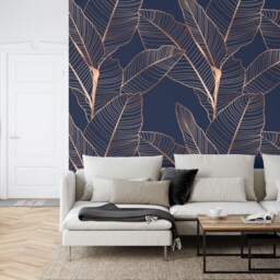 Navy Botanical Wallpaper Mural, Peel & Stick - thumbnail 2