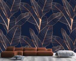 Navy Botanical Wallpaper Mural, Peel & Stick - thumbnail 1