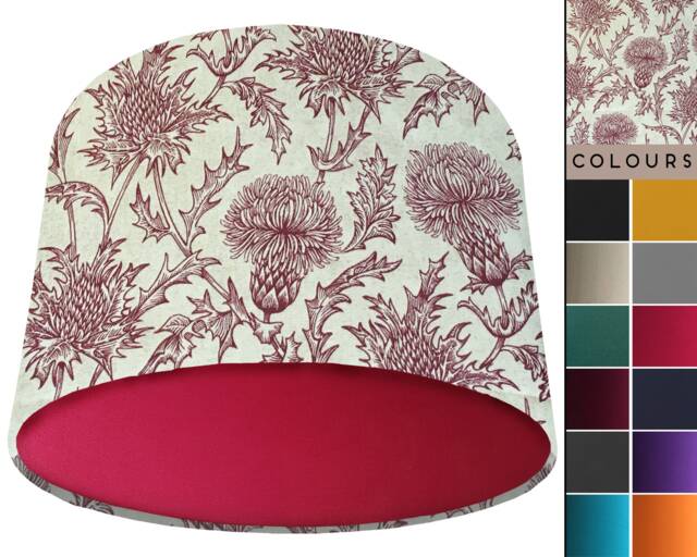Red Thistle Print Lampshade Country Table Or Ceiling Light - image 1