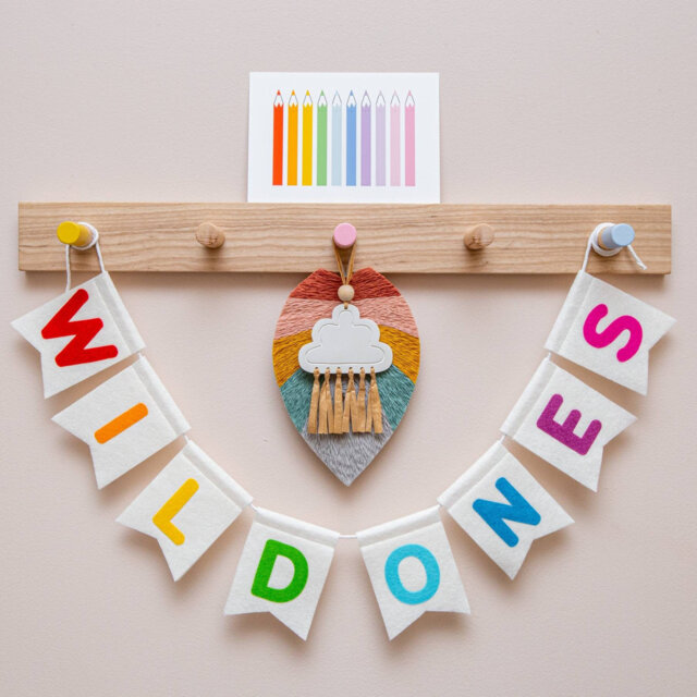 Custom Word Bunting. Felt Nursery Decor. Personalised Garland Wall Hanging. Rainbow, Pastel, Jungle, Neutral Colour Choices - image 1