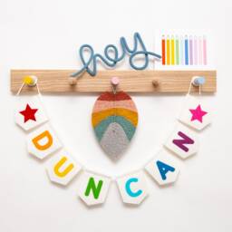 Custom Word Bunting. Felt Nursery Decor. Personalised Garland Wall Hanging. Rainbow, Pastel, Jungle, Neutral Colour Choices - thumbnail 3