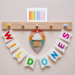 Custom Word Bunting. Felt Nursery Decor. Personalised Garland Wall Hanging. Rainbow, Pastel, Jungle, Neutral Colour Choices - thumbnail 1