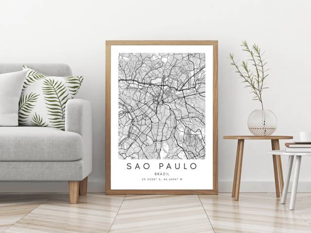 Sao Paulo Map Print Brazil City Minimalist Wall Art - image 1