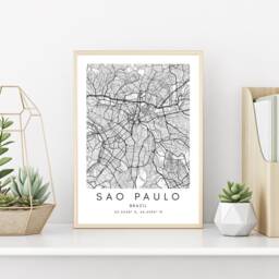 Sao Paulo Map Print Brazil City Minimalist Wall Art - thumbnail 3