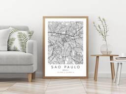 Sao Paulo Map Print Brazil City Minimalist Wall Art - thumbnail 1