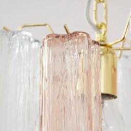 Murano Chandelier Tronchi ??25 cm - Pink Clear Glass Hand-Blown Italian Vintage Style - thumbnail 4