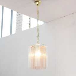 Murano Chandelier Tronchi ??25 cm - Pink Clear Glass Hand-Blown Italian Vintage Style - thumbnail 2