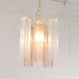 Murano Chandelier Tronchi ??25 cm - Pink Clear Glass Hand-Blown Italian Vintage Style - thumbnail 3
