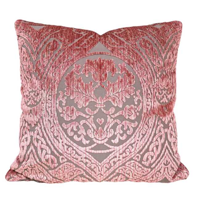 Decorative Pillow Case Antique Pink Velvet Luigi Bevilacqua Fabric Da Vinci Pattern - Made in Italy - image 1