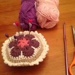 Crochet Hexi Pin Cushion/ Pin Cushion/Crochet Cushion/ African Flower Crochet Hexigan Flower/Christmas Gift/ Gift - thumbnail 2