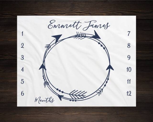 Boy Milestone Blanket Month Baby Growth Tracker Soft Fleece Shower Newborn Watch Me Grow Mom To Be Gift - image 1