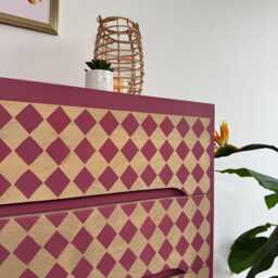 Bright Pink Retro Mcm Patterned Chest Of Drawers - thumbnail 4