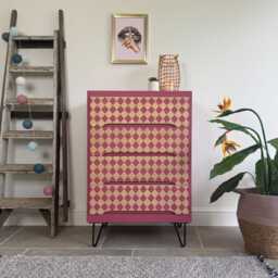 Bright Pink Retro Mcm Patterned Chest Of Drawers - thumbnail 2