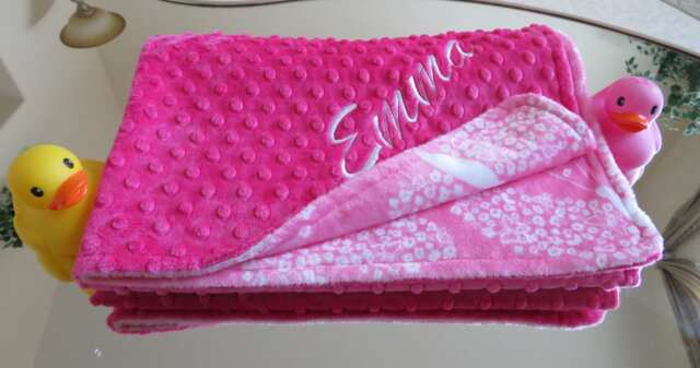 The Baby Girl Blanket, Personalized, Hot Pink Cuddle Fabric, Shower Gift, Usa Handcrafted - image 1