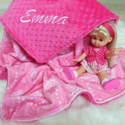 The Baby Girl Blanket, Personalized, Hot Pink Cuddle Fabric, Shower Gift, Usa Handcrafted - thumbnail 2