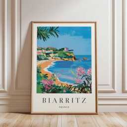 Biarritz France Travel Poster French Basque Coast Art Print - thumbnail 3