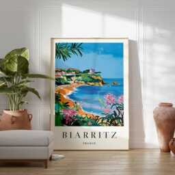 Biarritz France Travel Poster French Basque Coast Art Print - thumbnail 2