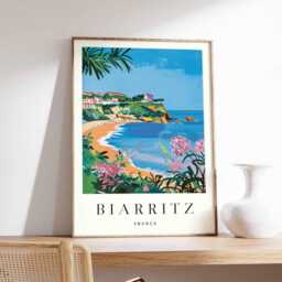 Biarritz France Travel Poster French Basque Coast Art Print - thumbnail 1