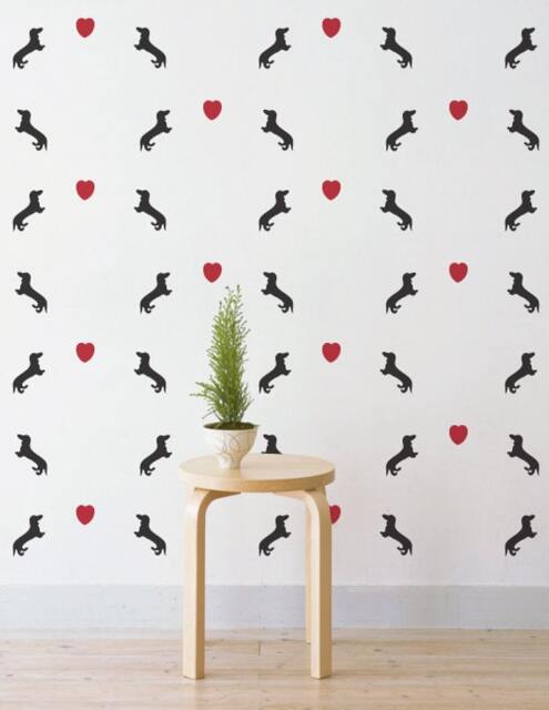 Mini Dachshund Love - Set Of 30 Wall Sticker Decal - Pattern, Art, Girls Room, Boys Nursery Decal, Kids Room Patterns - image 1