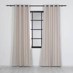 Cream Linen Blackout Curtain Custom Drapery Panel, Rod Pocket Or Grommet - thumbnail 2