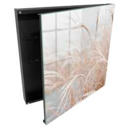 Autumn Ears Of Corn Wall Mounted Key Cabinet, Beige Box For Wall, Minimalist Nature, Lovers Nature & Peace