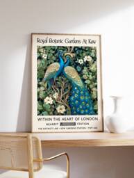 William Morris Peacock Print, Kew Gardens London Poster, Vintage Wall Art, Floral Poster - thumbnail 1