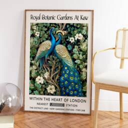 William Morris Peacock Print, Kew Gardens London Poster, Vintage Wall Art, Floral Poster - thumbnail 3