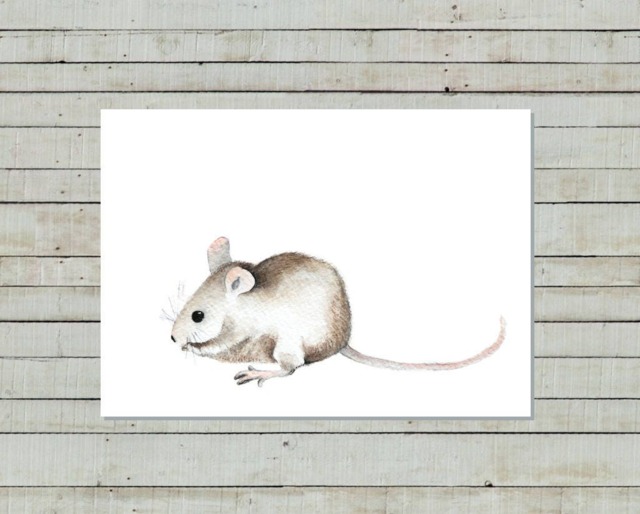 Mouse Watercolor Illustration Mousie Art Print - 5x7 - image 1
