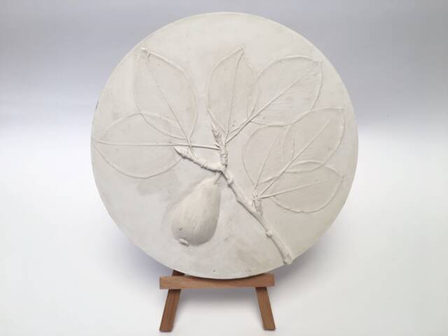 Tile Pear Tree Cast. Botanical Decorative Unique Plaster Wall Art Fram?? Wood Concrete Impression Pressed Eco Friendly - image 1