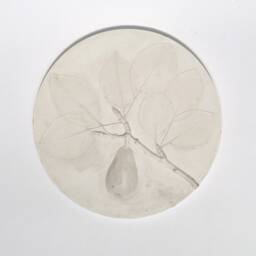 Tile Pear Tree Cast. Botanical Decorative Unique Plaster Wall Art Fram?? Wood Concrete Impression Pressed Eco Friendly - thumbnail 3