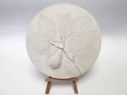Tile Pear Tree Cast. Botanical Decorative Unique Plaster Wall Art Fram?? Wood Concrete Impression Pressed Eco Friendly