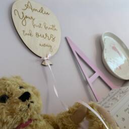 Personalized Wooden Balloon Wall Art - New Baby Nursery Decor - thumbnail 2
