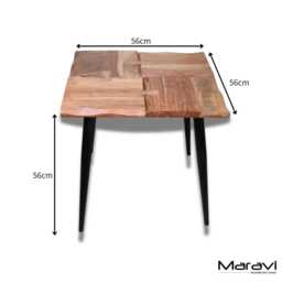 Tanvya Wooden Square Side Table 4 Section Live Edge Design - thumbnail 4