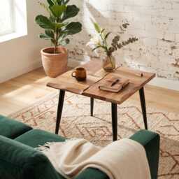 Tanvya Wooden Square Side Table 4 Section Live Edge Design - thumbnail 2