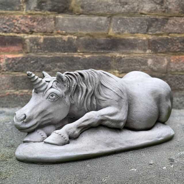 Lying Unicorn Statue Concrete Ornament Stone Sculpture Magical Creature Figure Handcrafted Animal Decor Garden Gift - image 1
