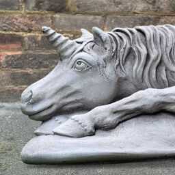 Lying Unicorn Statue Concrete Ornament Stone Sculpture Magical Creature Figure Handcrafted Animal Decor Garden Gift - thumbnail 3
