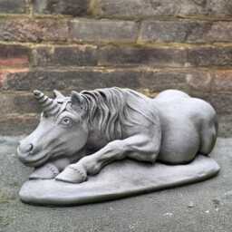 Lying Unicorn Statue Concrete Ornament Stone Sculpture Magical Creature Figure Handcrafted Animal Decor Garden Gift