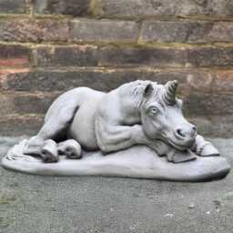 Lying Unicorn Statue Concrete Ornament Stone Sculpture Magical Creature Figure Handcrafted Animal Decor Garden Gift - thumbnail 2