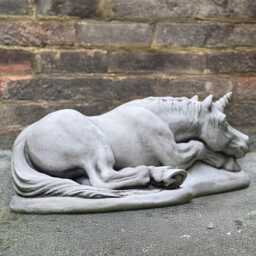 Lying Unicorn Statue Concrete Ornament Stone Sculpture Magical Creature Figure Handcrafted Animal Decor Garden Gift - thumbnail 4