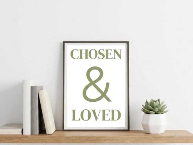 Chosen & Loved Framed Wall Art , Christian Home Decor Minimalist Print - image 1