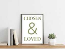 Chosen & Loved Framed Wall Art , Christian Home Decor Minimalist Print - thumbnail 1