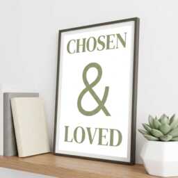 Chosen & Loved Framed Wall Art , Christian Home Decor Minimalist Print - thumbnail 2