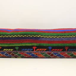 King Size Kilim Lumbar Pillow Cover, Turkish Woven Design - 14x48 Inch - thumbnail 2