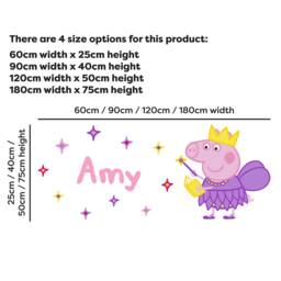 Peppa Pig Wall Sticker - Fairy Sparkle Personalised Name Decal Kids Art - thumbnail 3
