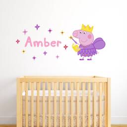 Peppa Pig Wall Sticker - Fairy Sparkle Personalised Name Decal Kids Art - thumbnail 2