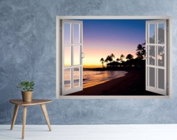 Malibu Beach House Sunset View Window 3D Wall Decal Art Removable Wallpaper Mural Sticker Vinyl Home Decor - thumbnail 1